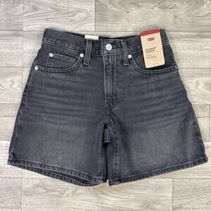 Levi's '94 Baggy Shorts Jean Denim Mid Rise Black sz 24